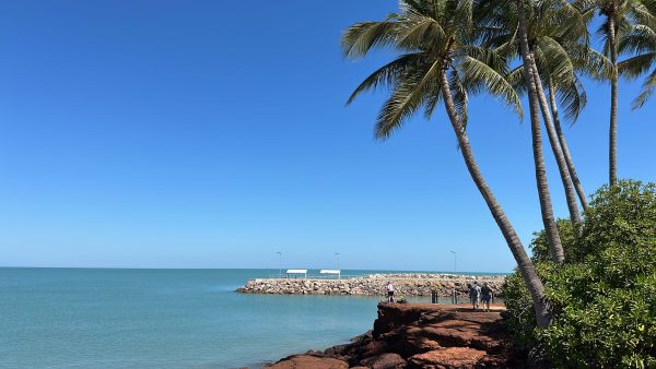 Fishing platform overlooking the water at Dundee Beach, Northern Territory.